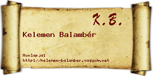 Kelemen Balambér névjegykártya