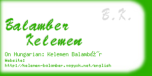 balamber kelemen business card